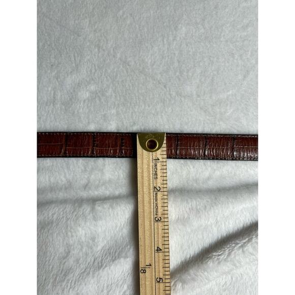 Brighton Women's Reversible Leather Croc Belt Size S 28 Black Brown Brass Silver - Picture 7 of 8